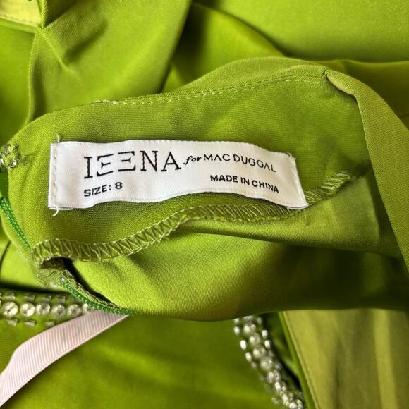 Ieena Mac Duggal 2630 Puff-Sleeve Cut-Out Gown Maxi Dress Apple Green Size 8 NEW - Picture 10 of 11